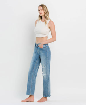 Vervet Kendyl Dad Jeans HIGH RISE DISTRESSED SLIM WIDE JEANS