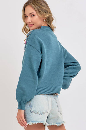 CROCHET PATCHWORK KNIT SWEATER