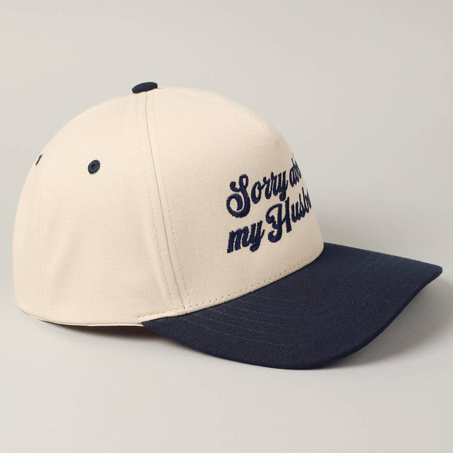 Sorry About My Husband Embroidery Two-Tone Canvas Cap