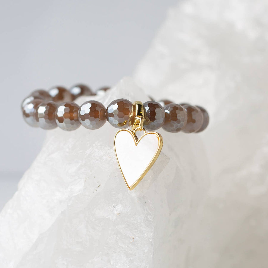 Heart Charm, Mother of Pearl, Charm Bar | Charm Necklace