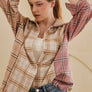 Pink plaid oversized shacket
