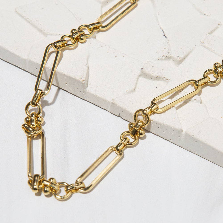 Gilded Gold Necklace-18" Toggle Chain | Charm Bar Necklace