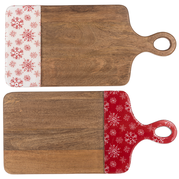 White and Red Snowflake Cutting Board