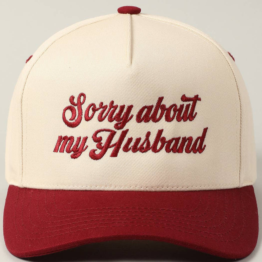 Sorry About My Husband Embroidery Two-Tone Canvas Cap