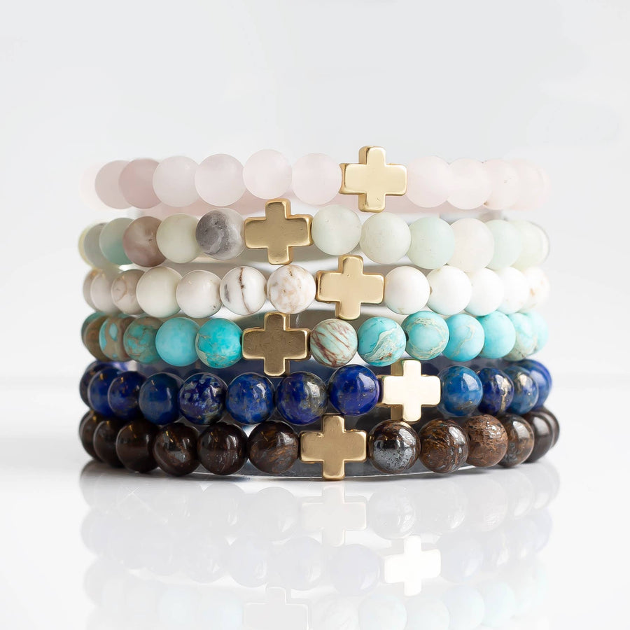 Faith Over Fear Bracelet, 6mm-Rose Quartz