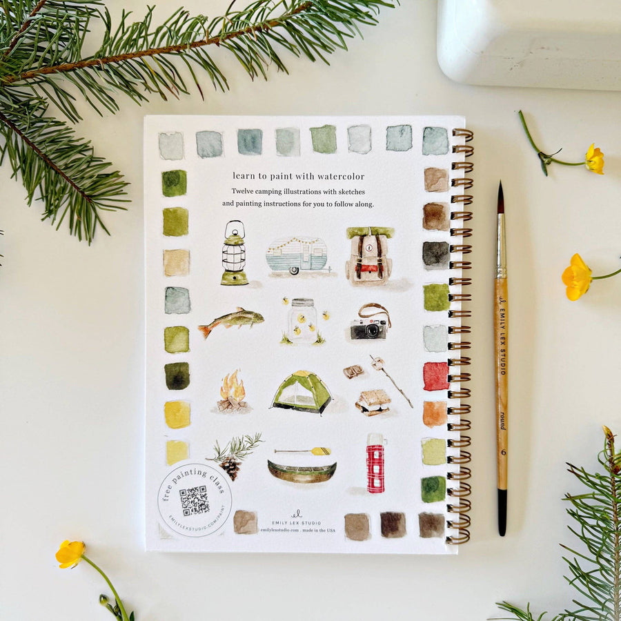 Camping watercolor workbook