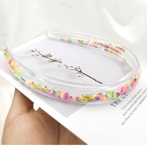 Girls cute Transparent Quicksand Sequin Teeth Hairband Hoops