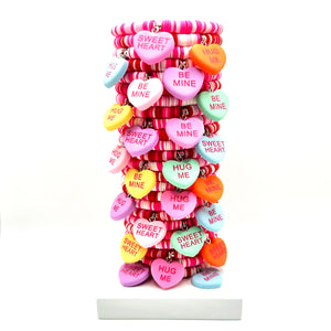 Valentine Candy Heart Charm Bracelet Stack