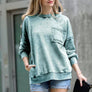 ",,.._ SI-24555 French Terry Washed Raw Edge Pullover W/ Pocket