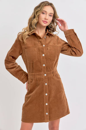 CORDUROY CASUAL TIMELESS MINI DRESS