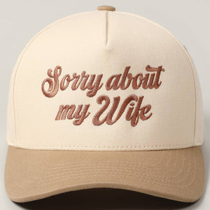 Sorry About My Husband Embroidery Two-Tone Canvas Cap