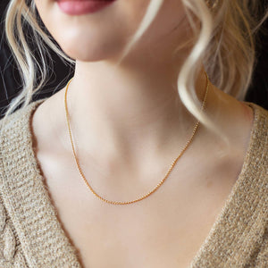 Gilded Gold Necklace-18" Cable Chain | Charm Bar Necklace