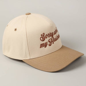 Sorry About My Husband Embroidery Two-Tone Canvas Cap