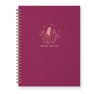 Manifest That Shit Journal: Lined Notebook: Mulberry Linen Cover | Rose Gold Foil