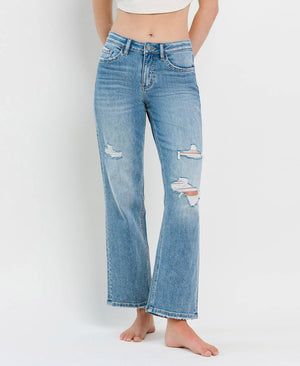 Vervet Kendyl Dad Jeans HIGH RISE DISTRESSED SLIM WIDE JEANS