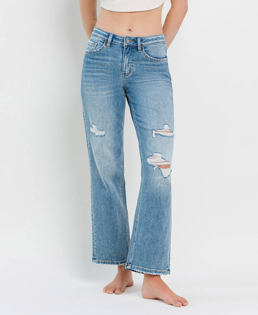 Vervet Kendyl Dad Jeans HIGH RISE DISTRESSED SLIM WIDE JEANS