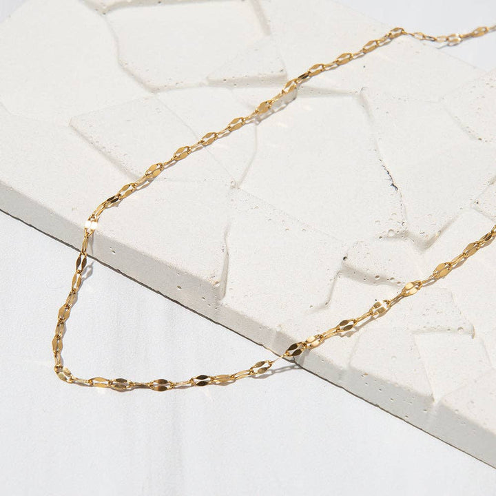 Gilded Gold Necklace-16" Dapped Chain | Charm Bar Necklace