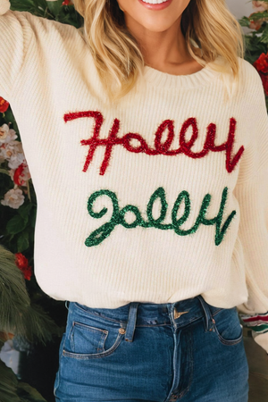 Tinsel Holly Jolly Graphic Classic Sweater