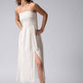 Smocked Tencel Maxi Dress with Side Slit