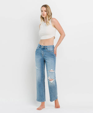 Vervet Kendyl Dad Jeans HIGH RISE DISTRESSED SLIM WIDE JEANS