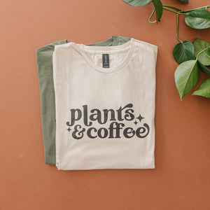 Plants & Coffee | Graphic Tee | Gifts for Plant Lovers: Small / Military green