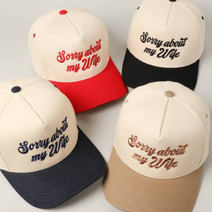 Sorry About My Husband Embroidery Two-Tone Canvas Cap