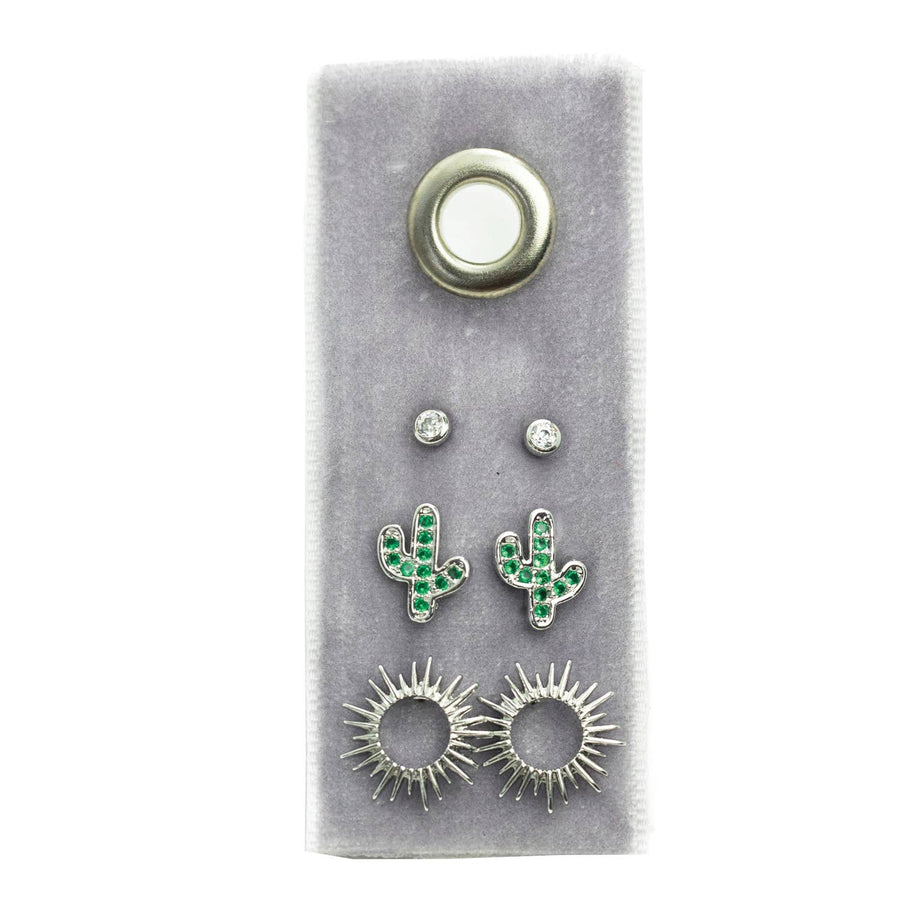 Cactus Velvet Stud Gift Set: Gold