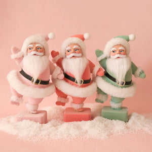 Retro Flocked Dancing Santa | Mint