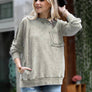 ",,.._ SI-24555 French Terry Washed Raw Edge Pullover W/ Pocket
