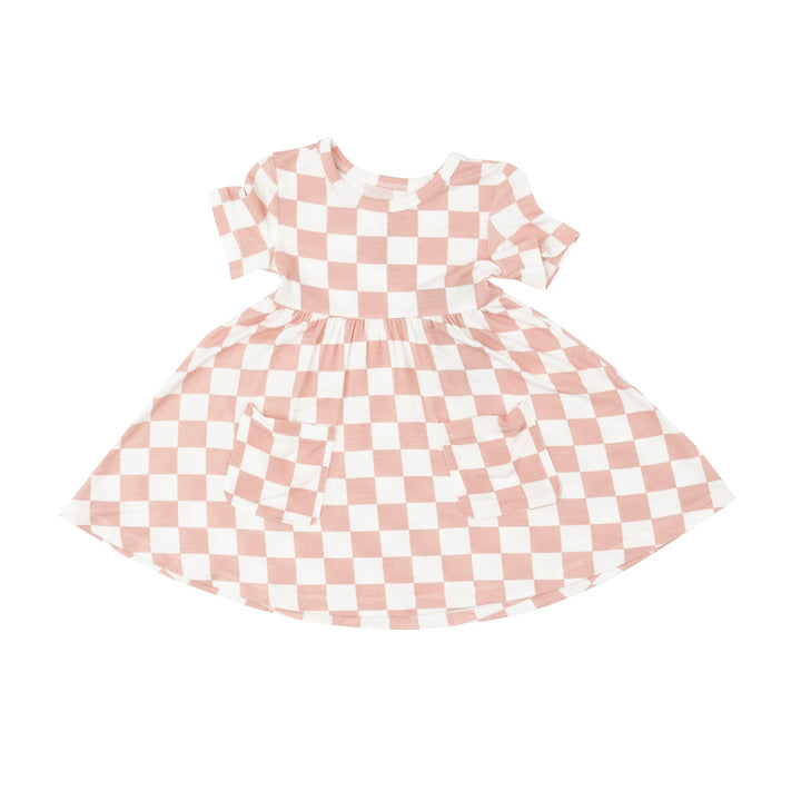 Checkerboard Pink Twirly Dress 3T