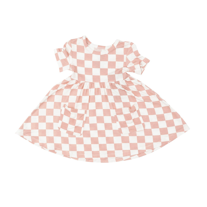 Checkerboard Pink Twirly Dress 18-24M