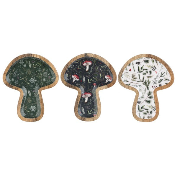 Holiday Mushroom Trinket Dish (Green w/ Mushrooms)