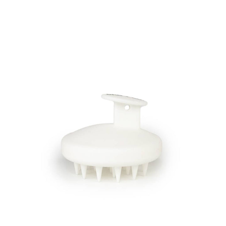 Round handheld silicone scalp massager: White