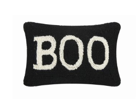 Boo Hook Pillow - Black w/ White Lettering