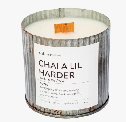 Chai A Little Harder Wood Wick Rustic Farmhouse Soy Candle 10 oz