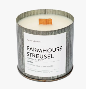 Farmhouse Streusel Wood Wick Rustic Farmhouse Soy Candle 10 oz