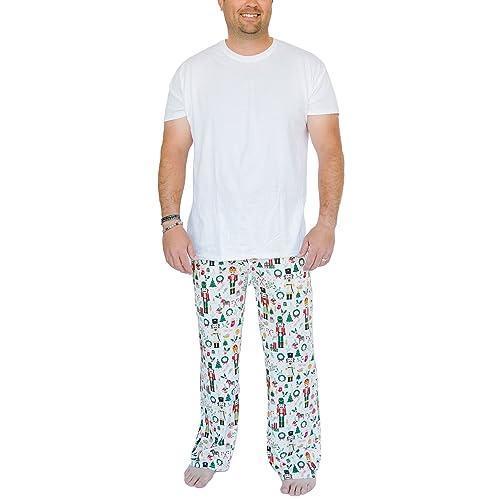 Mary Square Classic Nutcracker Stocking Wreath Pattern Polyester Blend Men's Pajama PJ Lounge Pants