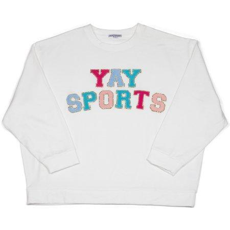 Mary Square Yay Sports Glittered Colorful Polyester Blend Women's Everyday Oversized Sweatshirt