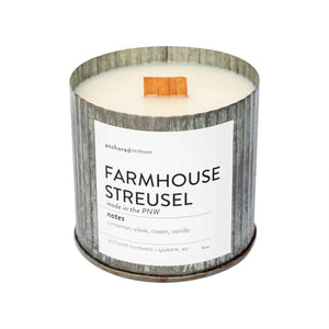 Farmhouse Streusel Wood Wick Rustic Vintage Candle