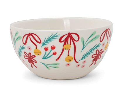 Mary Square Festive White Jingle Bell 4 X 2 Ceramic Serving Bowl