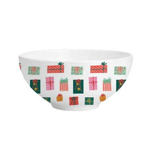 Mary Square Pink and Red Patterned Presents 4 x 2 Ceramic Serving Bowl